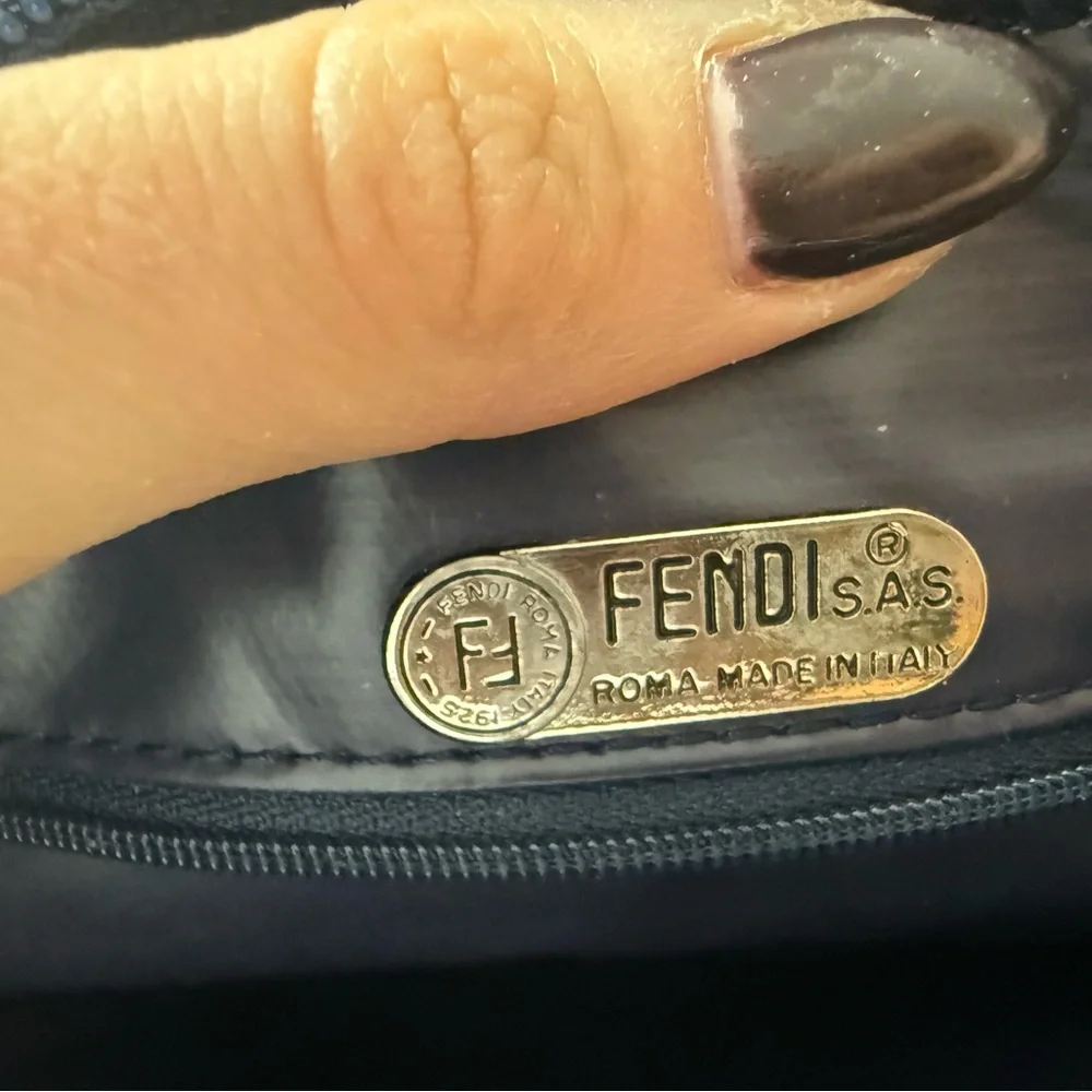 Vintage Fendi Zucca Canvas Shoulder Bag – Blue/Gray Monogram – Made in Italy - Picture 10 of 16